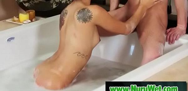  Sexy tatooed masseuse gives blowjob - Seth Gamble and Gina Valentina